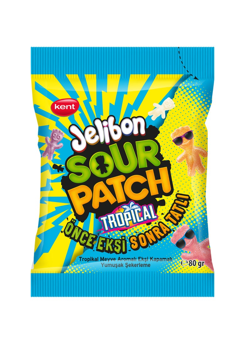 Sour Patch Kids Tropical Soft & Chewy Candy – Tropical Fruit Flavor, Pack of 3 × 80g
